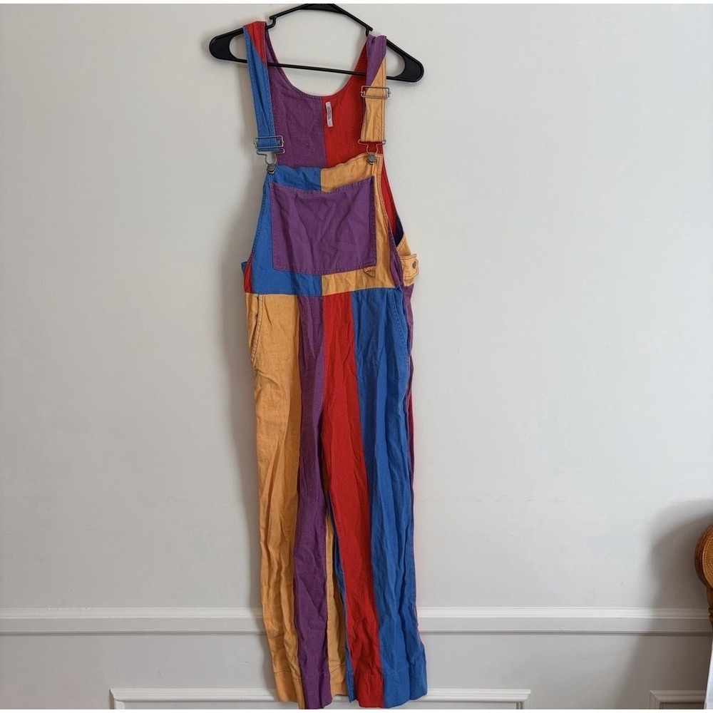 URBAN OUTFITTERS Overalls Womens Small Colorful Linen Jumpsuit Teacher Hippie